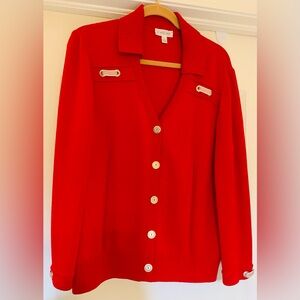 St.John Sport Brilliant Red Cardigan (L) LIKE NEW!!!